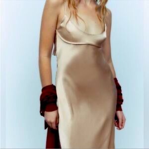 BNWT Zara Long Satin Effect Gown - Champagne